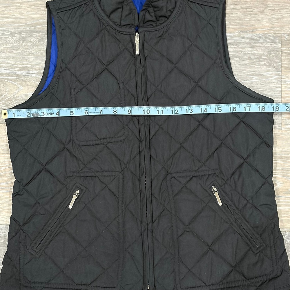 Lauren Ralph Lauren Reversible Quilted Vest Royal Blue Black WomensPetite Medium - Picture 9 of 10